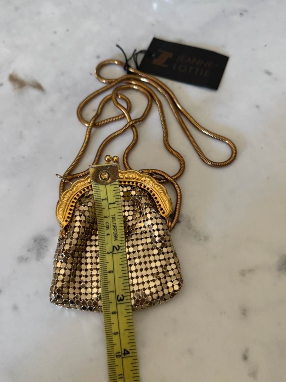 Jeanne Lottie Gold Sequin Mini Pouch Crossbody Bag - Picture 8 of 8